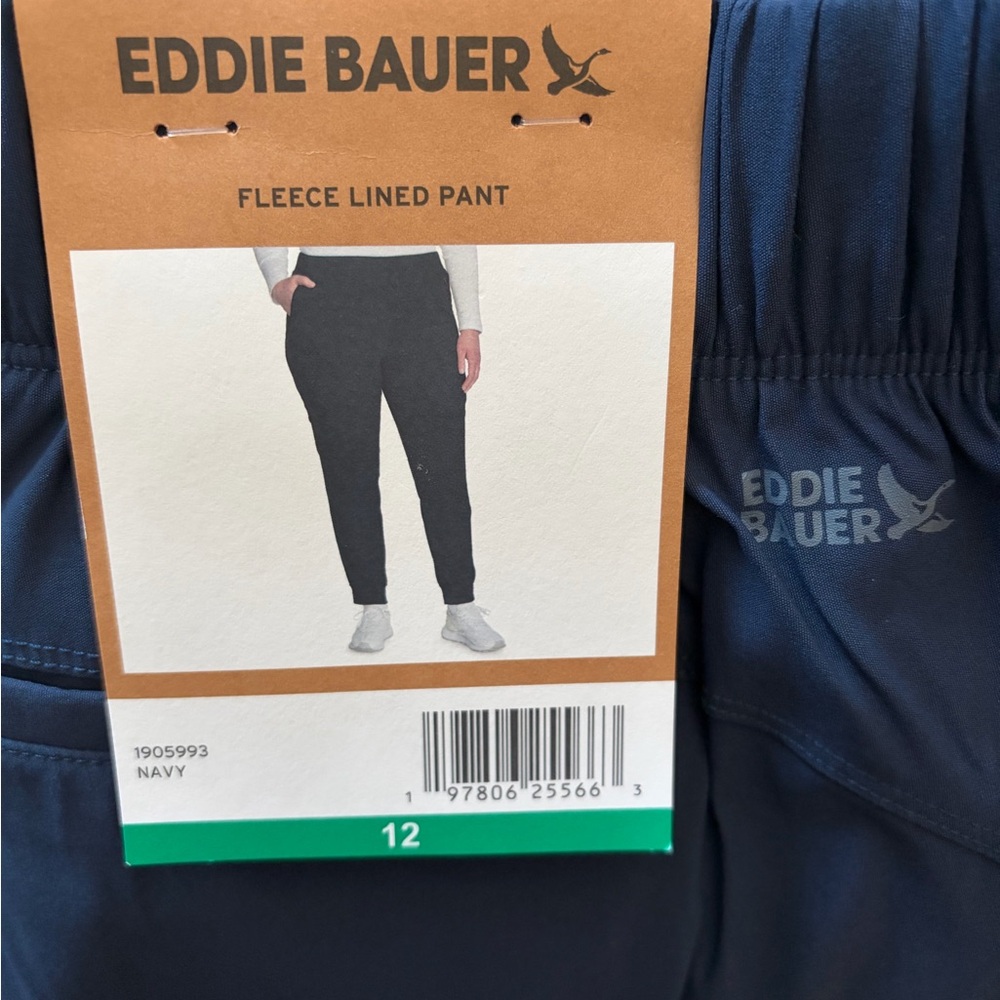 Eddie Bauer Navy Fleece Lined Pants, Women’s Sz 12
